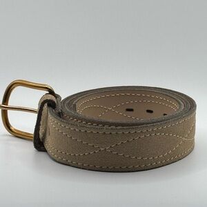 Men's Tan Leather Belt with Gold Buckle